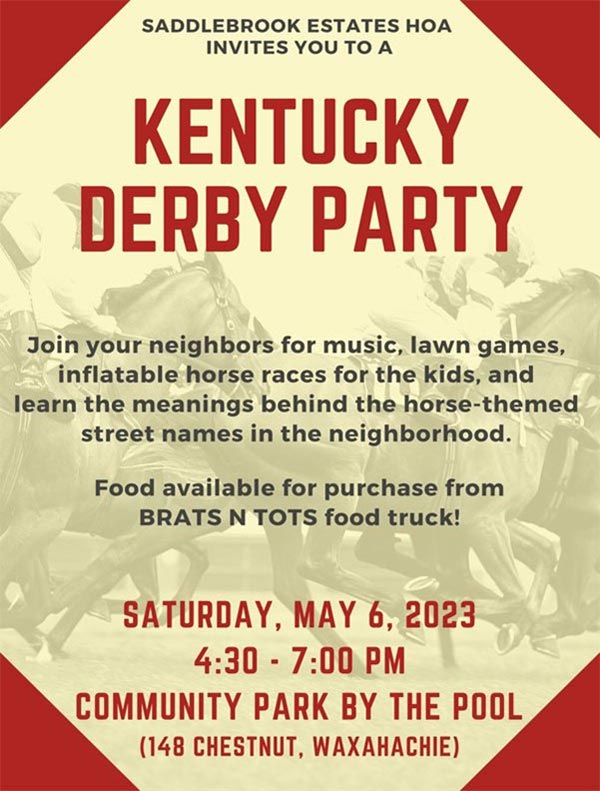 Saddlebrook Estates Homeowners Association Archived Events